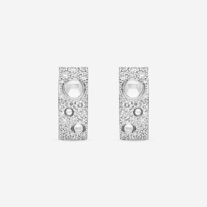 Roberto Coin Pois Moi Luna 18K White Gold Diamond Hoop Earrings 8882509AWERX
