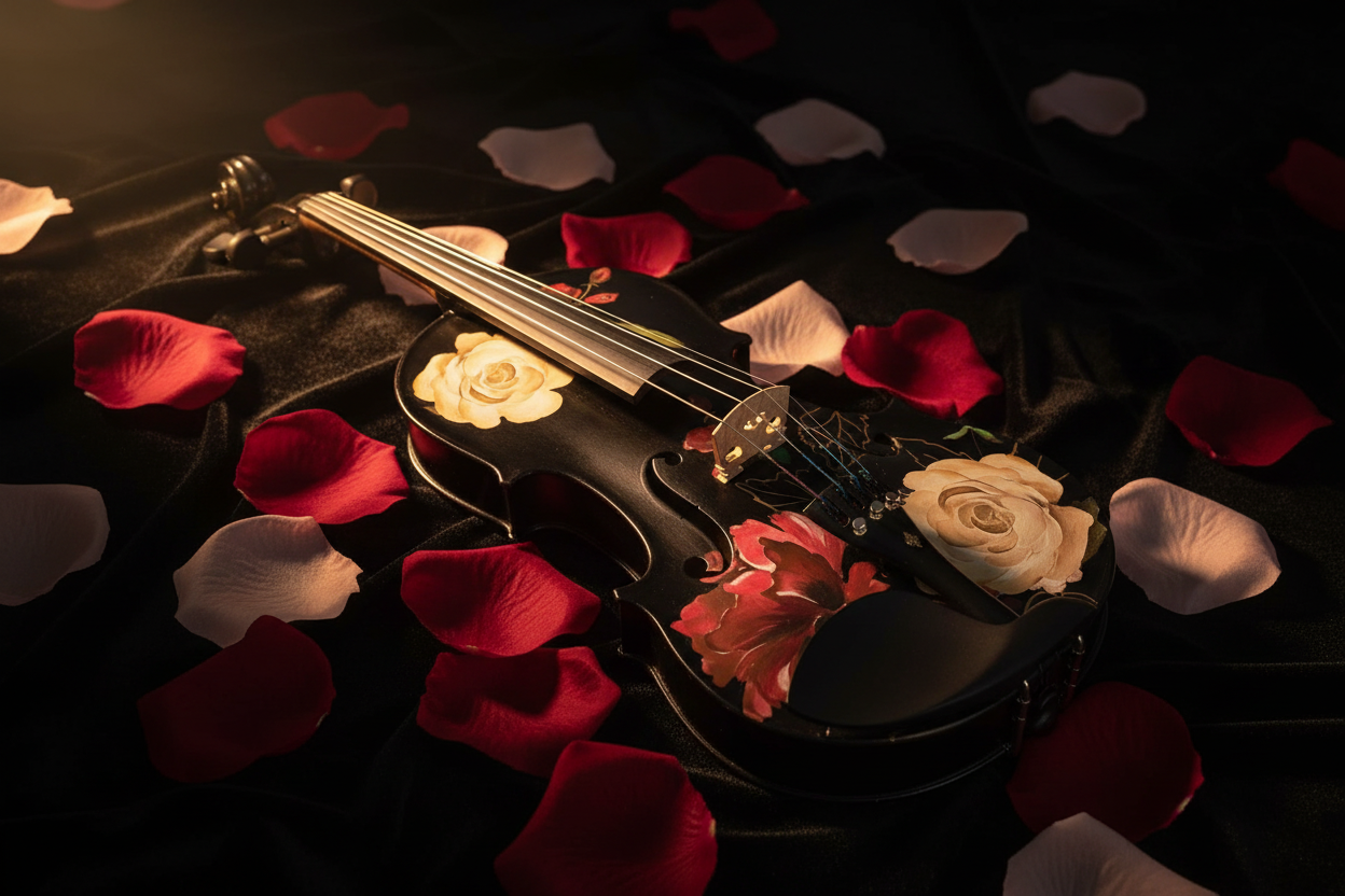 Black Rose Viola Outfit w Custom Crystal Tailpiece