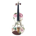 Rozanna's Rose Delight II Violin Outfit | Rose & Leaf Design Violin with Pearl Fine Tuners, Brazilwood Bow & Case