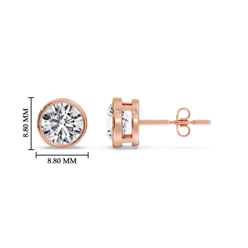 Round Cut Stud Bezel Set Earring