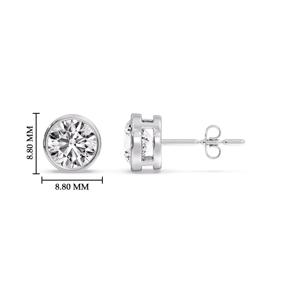 Round Cut Stud Bezel Set Earring