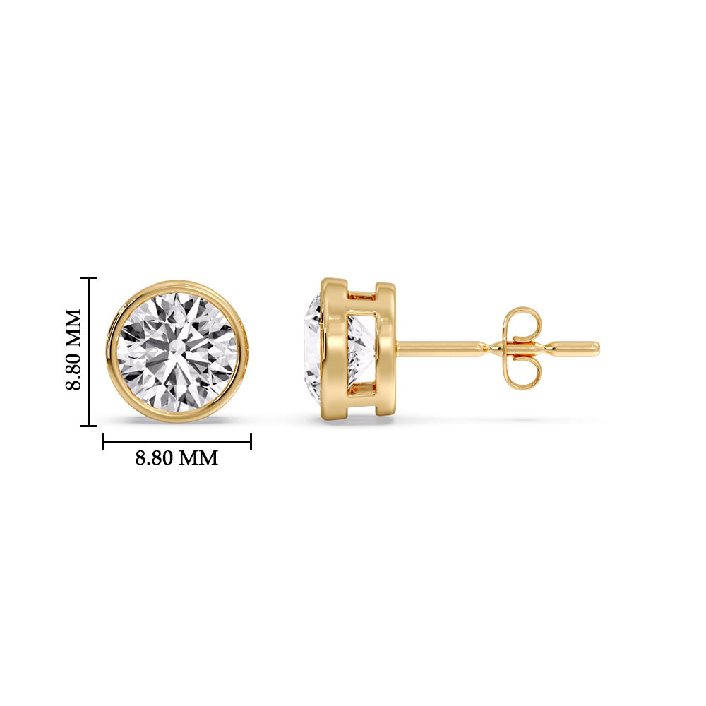Round Cut Stud Bezel Set Earring