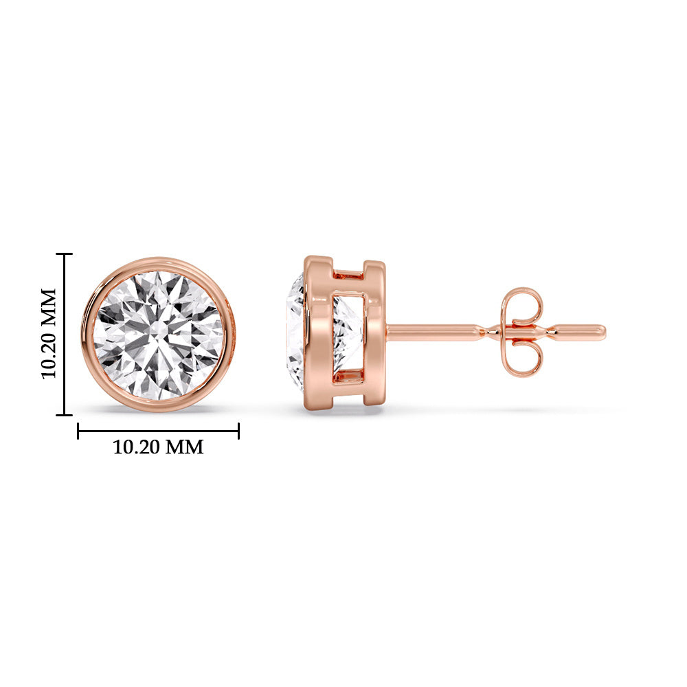 Round Cut Stud Bezel Set Earring