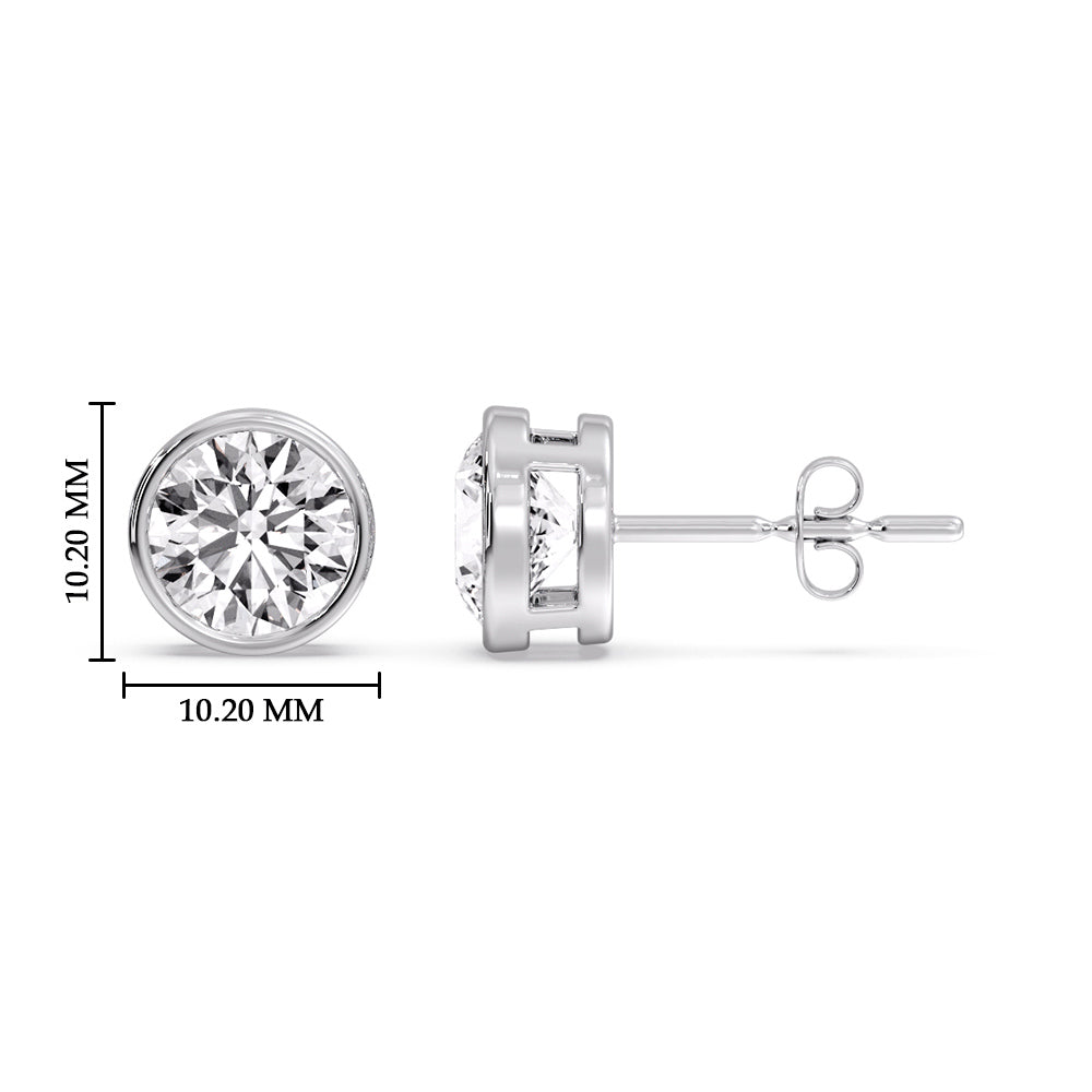 Round Cut Stud Bezel Set Earring