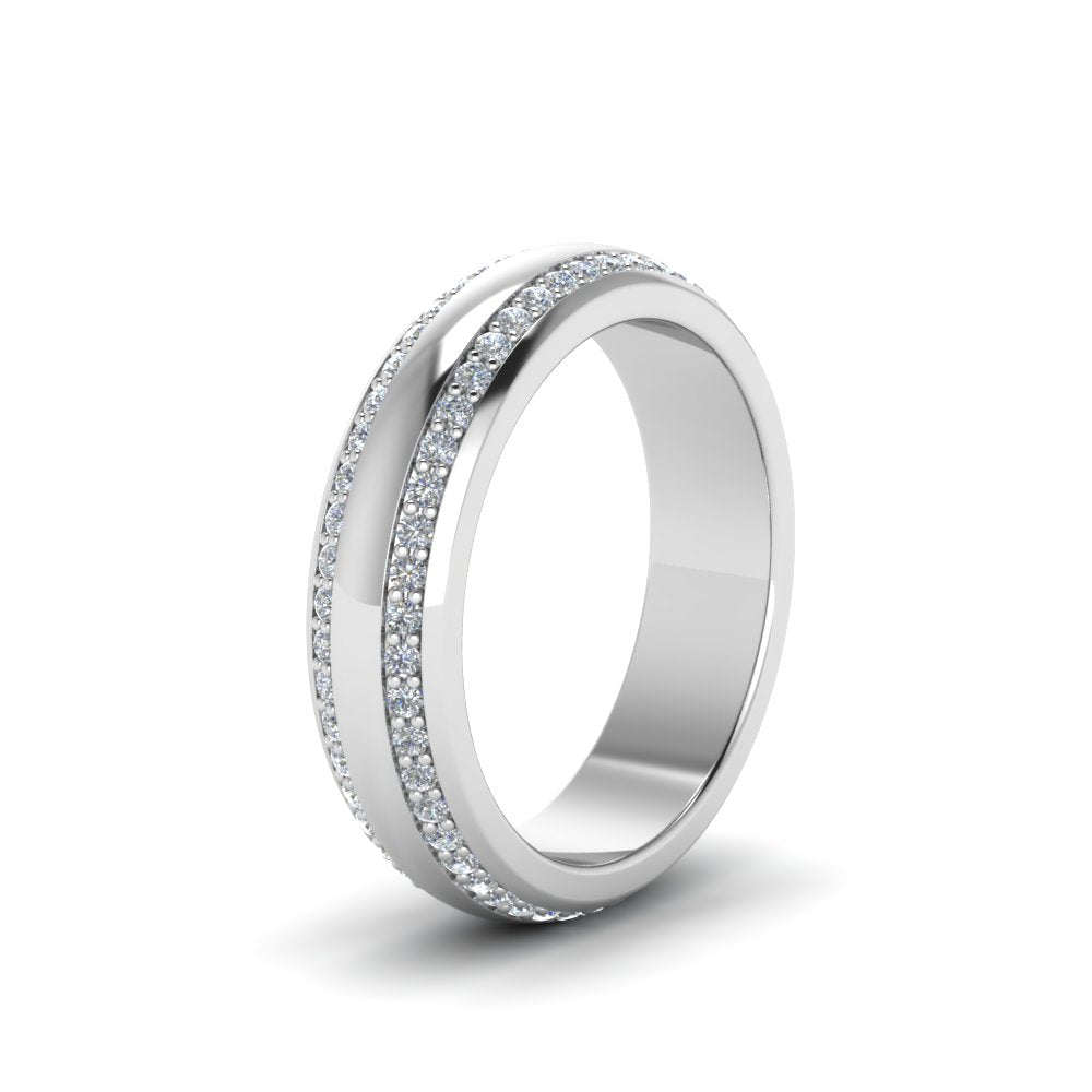 Beveled Edge Matte Eternity Mens Engagement Ring