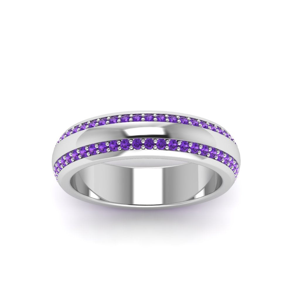 Beveled Edge Matte Eternity Mens Engagement Ring