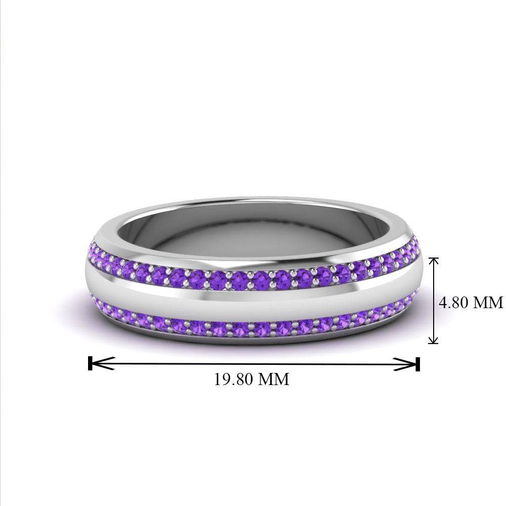 Beveled Edge Matte Eternity Mens Engagement Ring