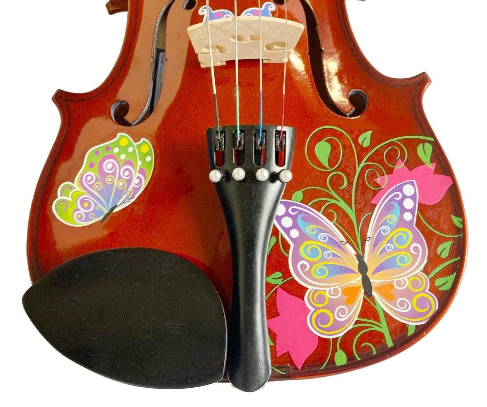 Rozanna's Butterfly Dream Viola Outfit | Butterfly & Flower Viola with Crystal Fine Tuners, Bow & Case