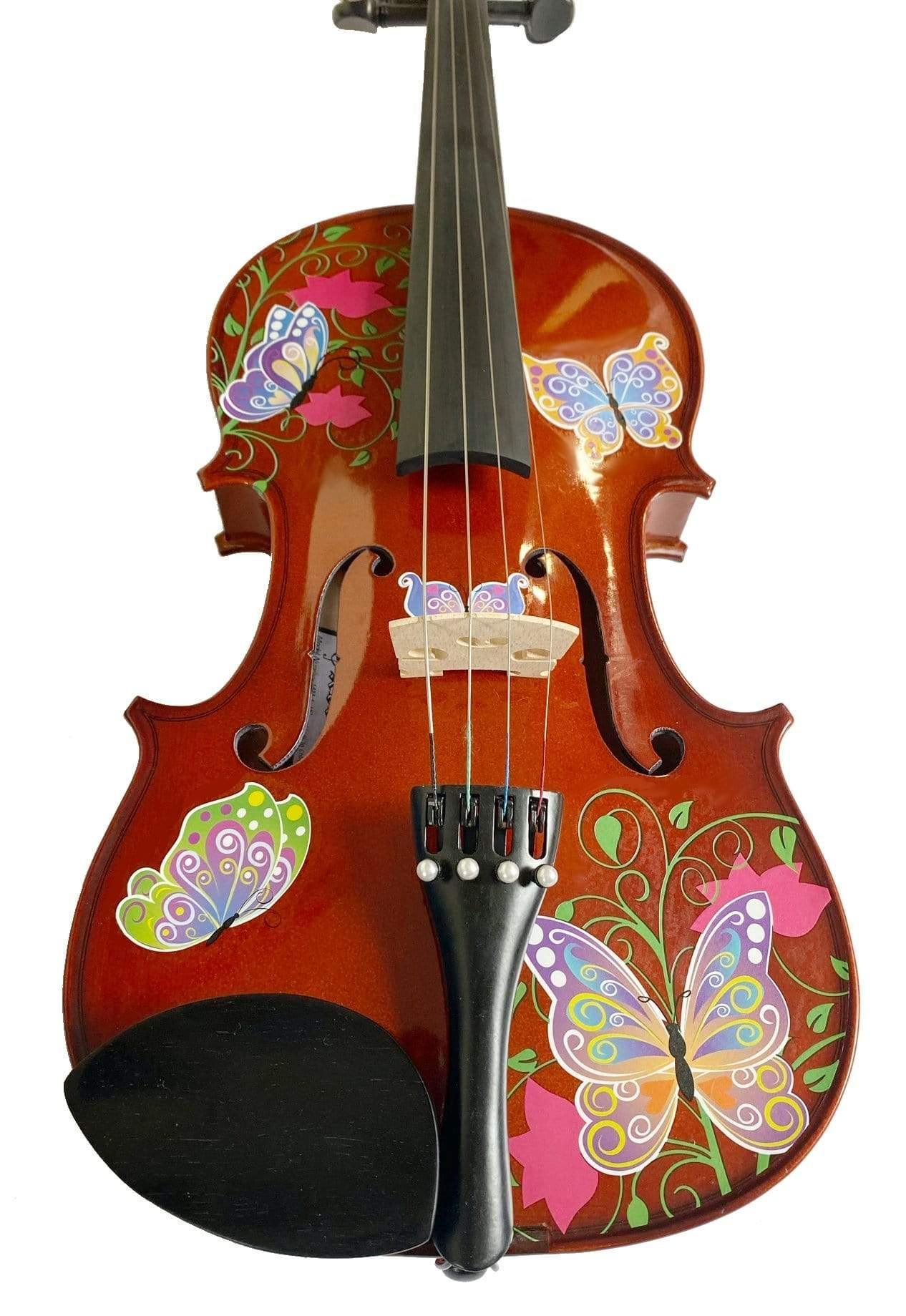 Rozanna's Butterfly Dream Viola Outfit | Butterfly & Flower Viola with Crystal Fine Tuners, Bow & Case