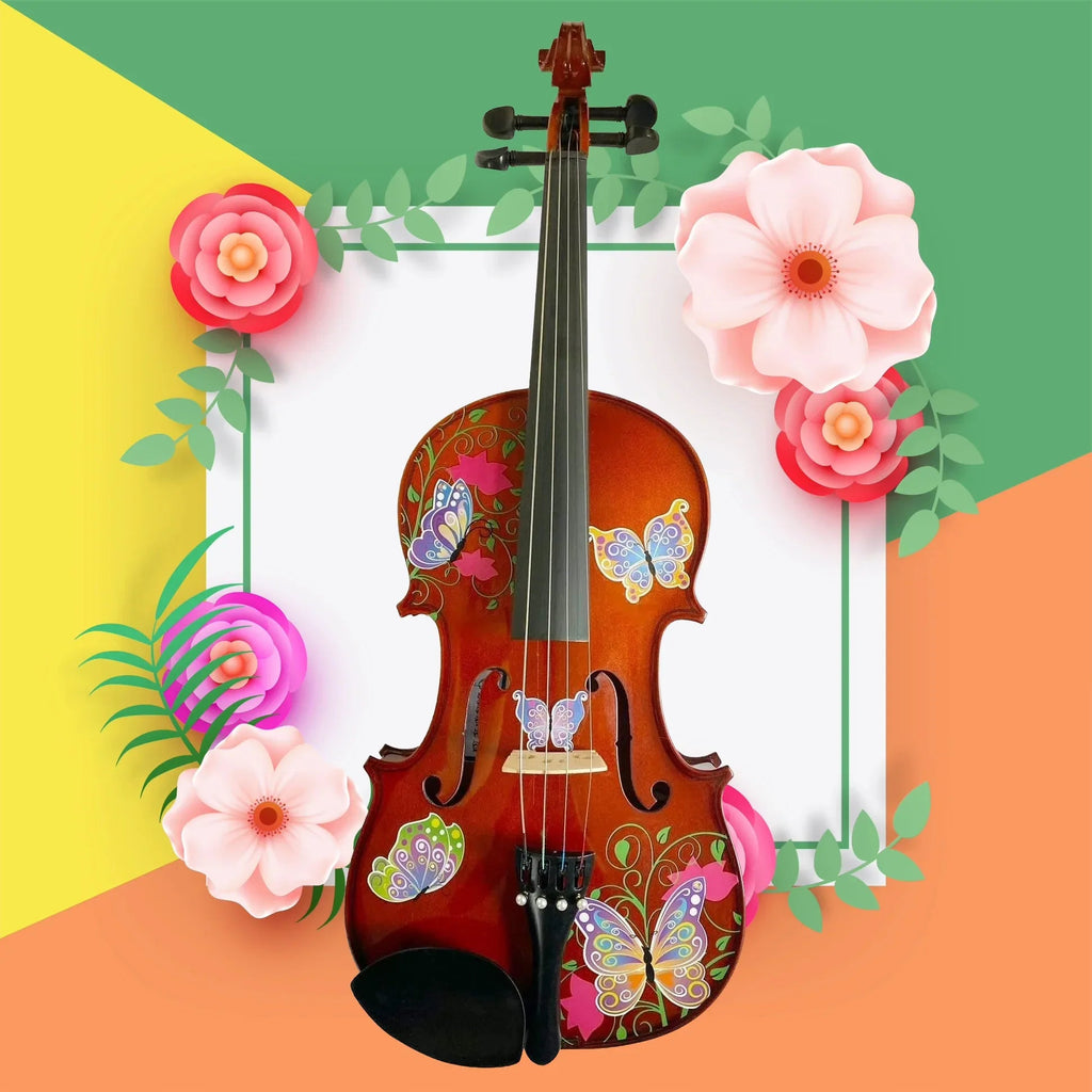 Rozanna's Butterfly Dream Viola Outfit | Butterfly & Flower Viola with Crystal Fine Tuners, Bow & Case