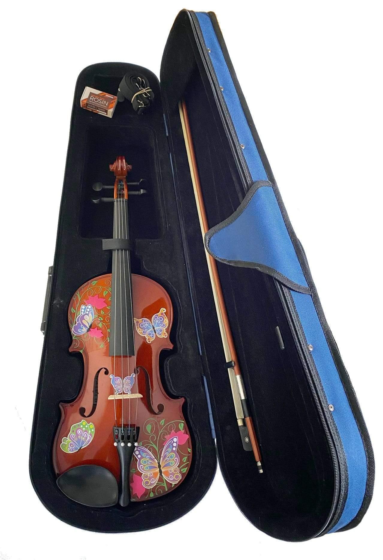 Rozanna's Butterfly Dream Viola Outfit | Butterfly & Flower Viola with Crystal Fine Tuners, Bow & Case