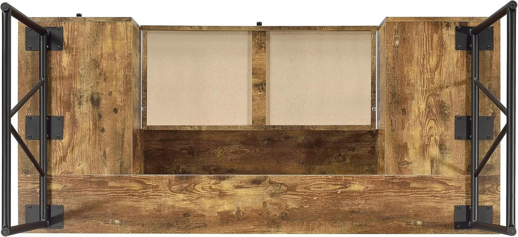 Rustic 63 Inch Writing Desk with Four Storage Drawers