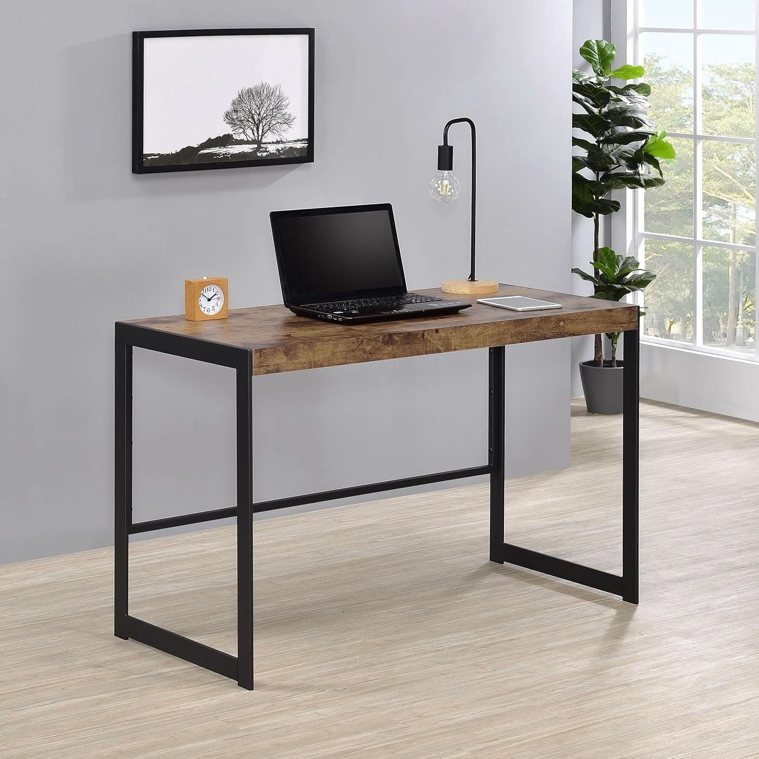 Rustic Nutmeg Writing Desk with Farmhouse Style Design