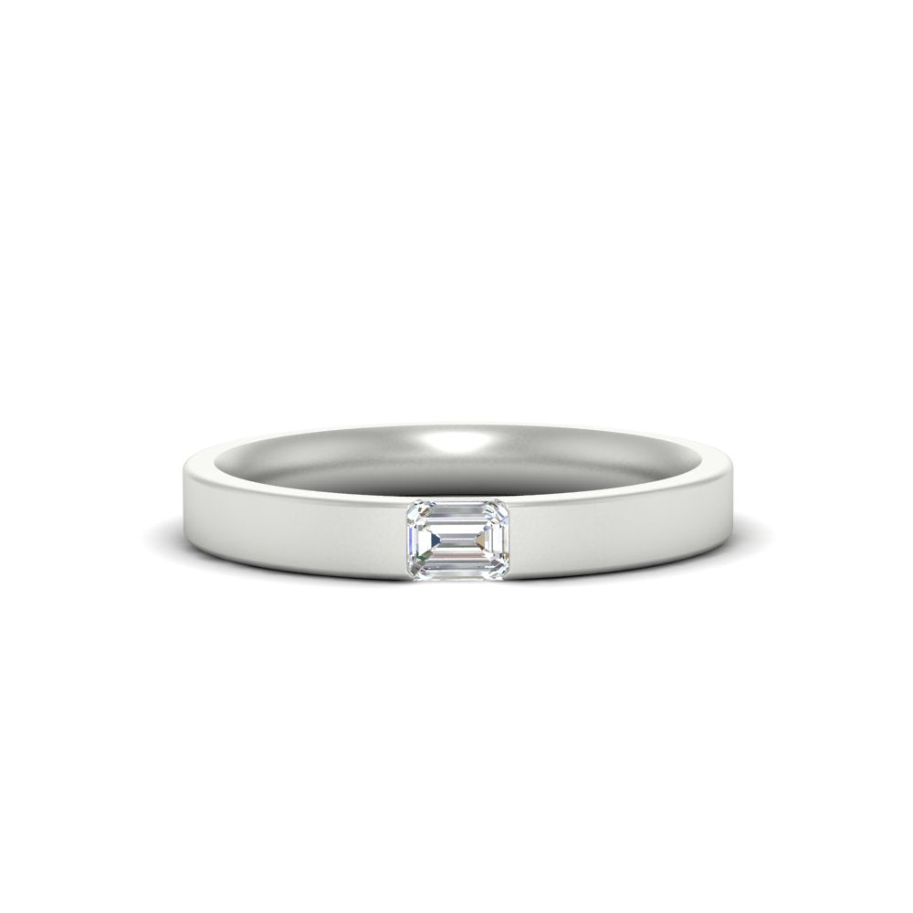 Single Emerald Mens Wedding Band