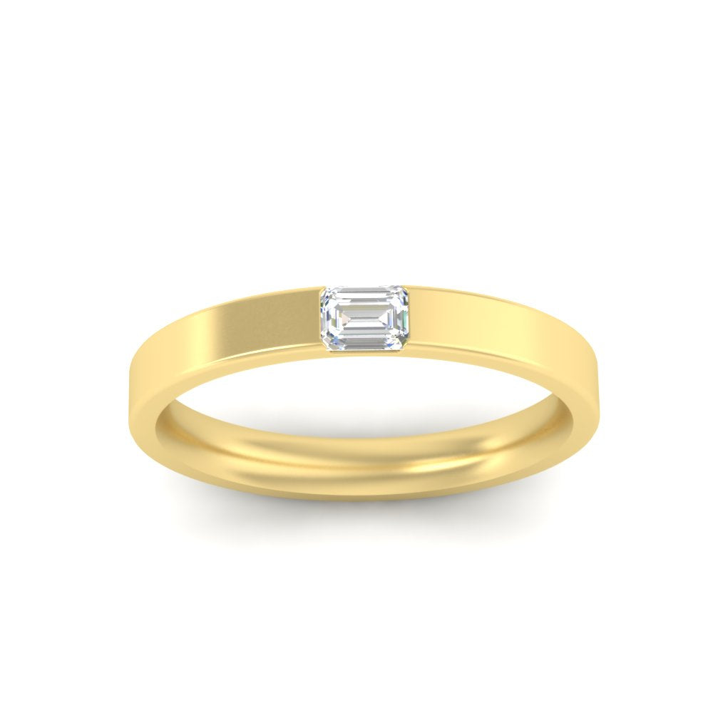 Single Emerald Mens Wedding Band