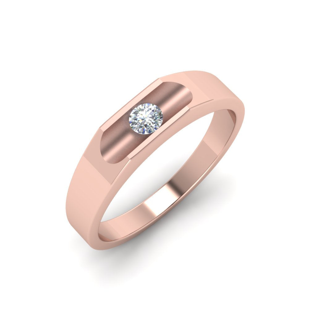 Half Bezel Solitaire Mens Diamond Ring