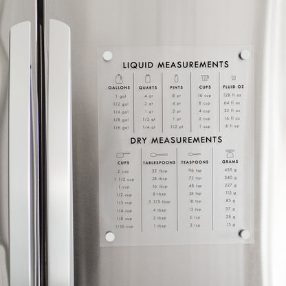 Clear Acrylic Magnetic Kitchen Conversion Chart
