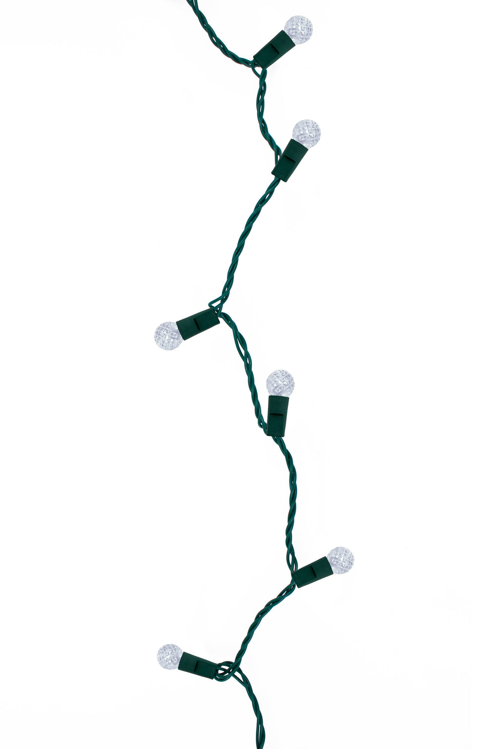 70 LED Indoor/Outdoor G12 Round Bulb Green Cable Christmas String Lights - Cool White