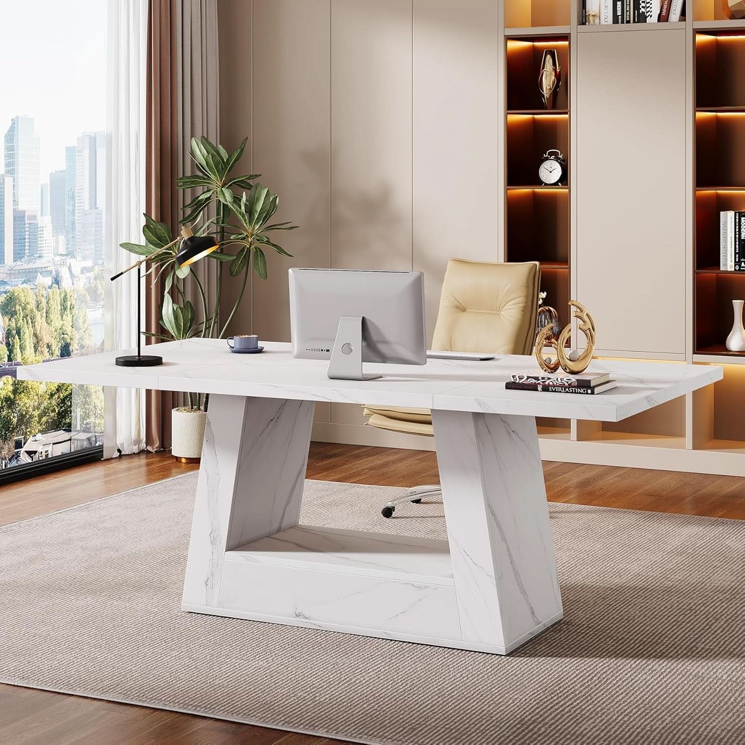 Stylish 63 Inch Large Computer Desk for Home Office
