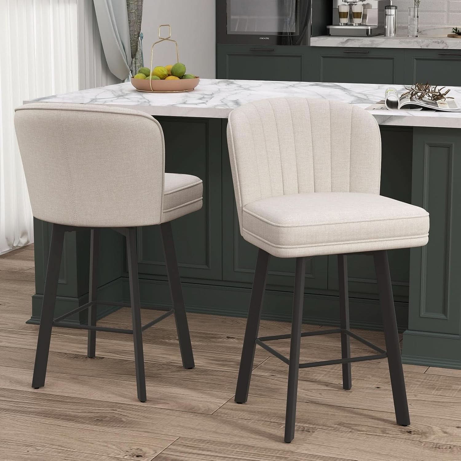Swivel Counter Height Bar Stools Set Of 3 26 Inch Beige
