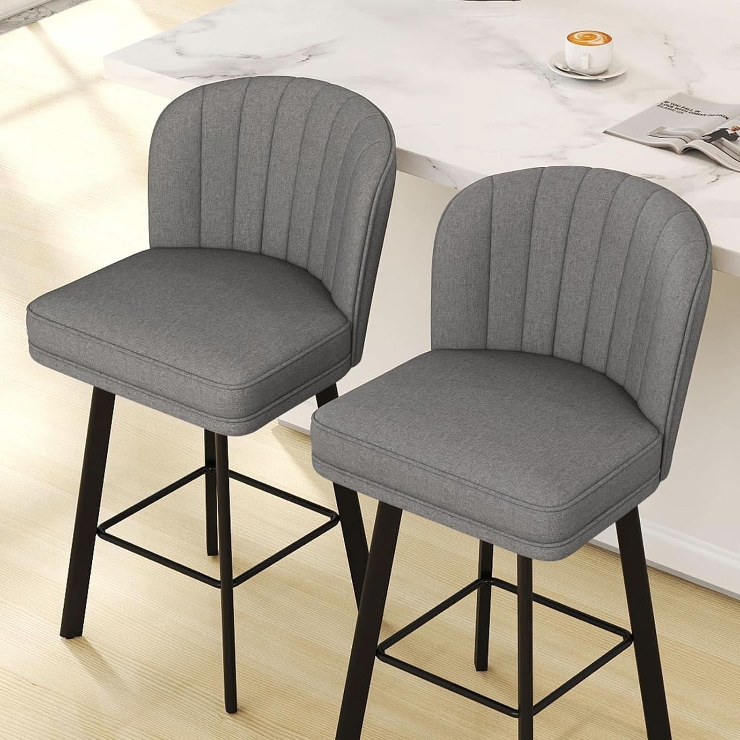 26 Counter Height Bar Stools Set Of 3 Gray Faux Leather