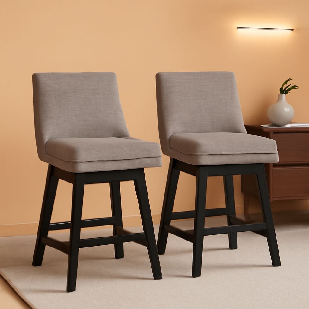 Tallenger 25 Inch Upholstered Swivel Bar Stool Light Gray