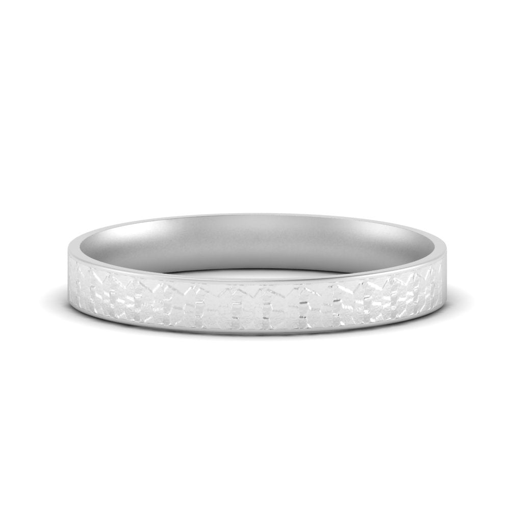 Unique Rock Textured Mens Wedding Band 5 mm