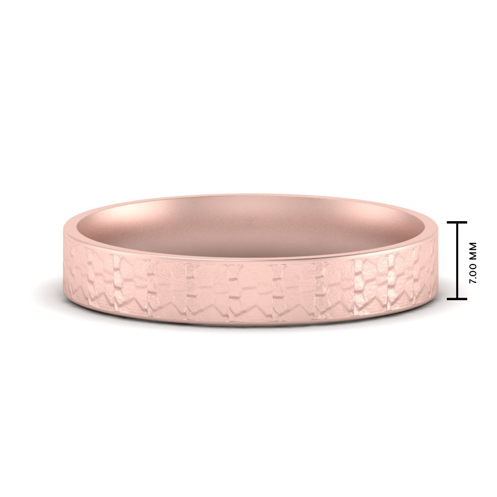 Unique Rock Textured Mens Wedding Band 5 mm