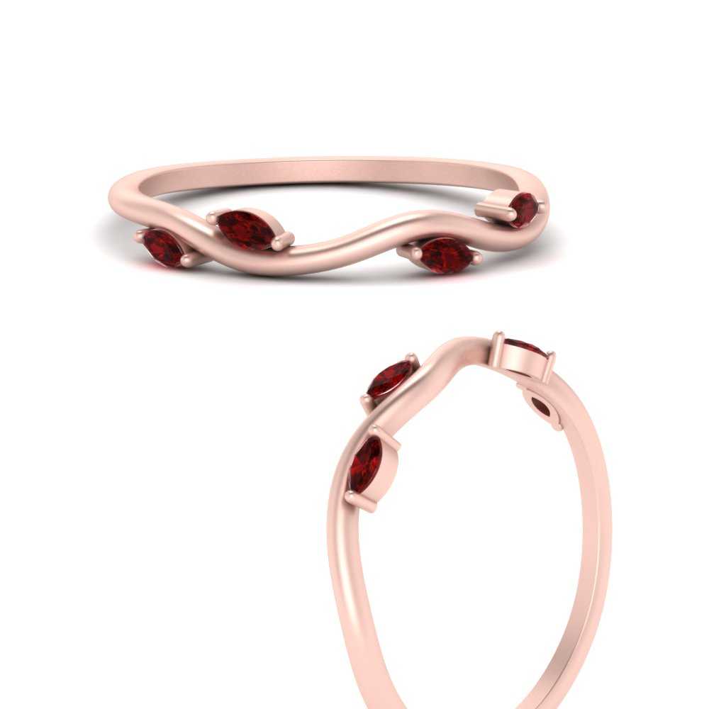Vine Marquise Simple Wedding Band