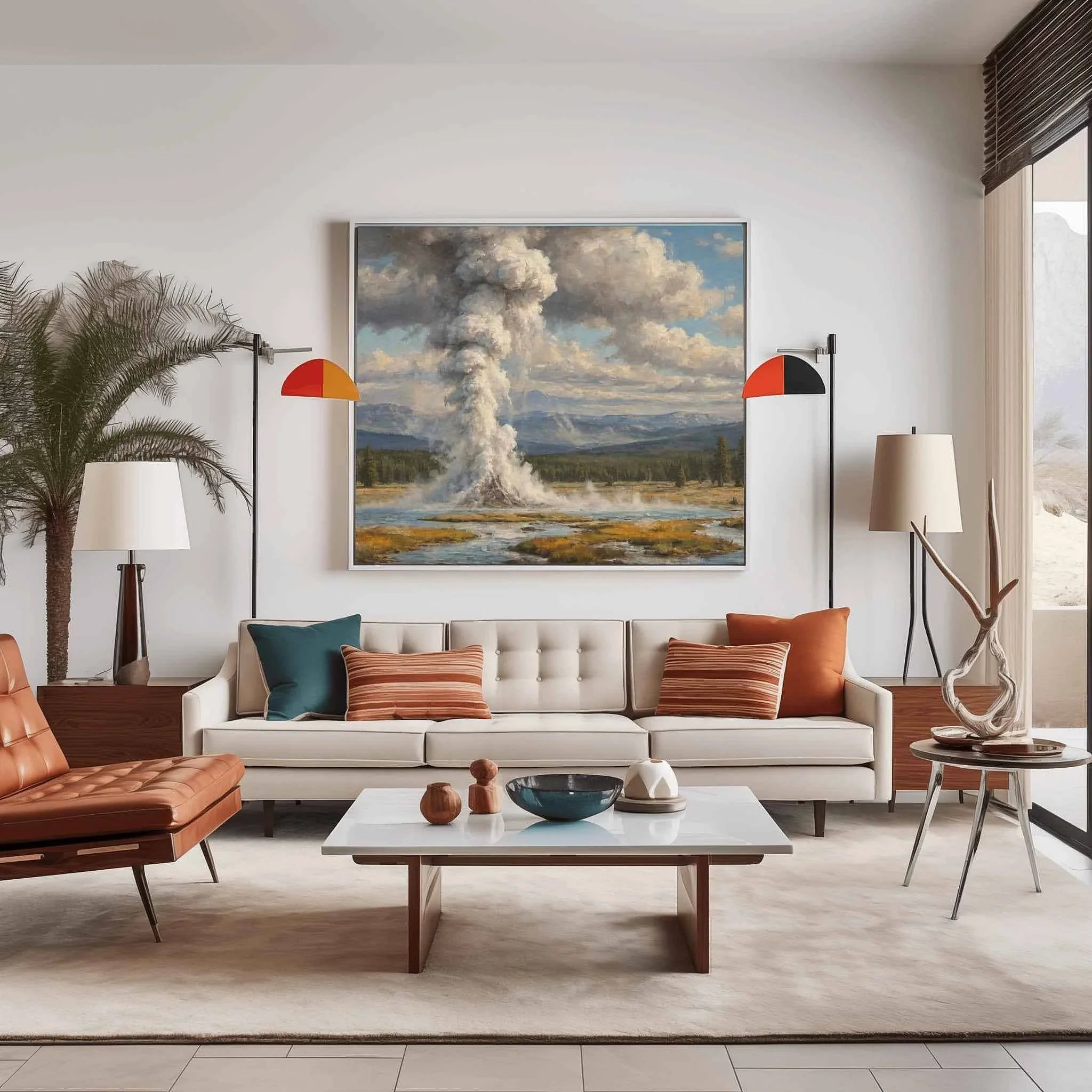 Yellowstone Icon: Old Faithful Geyser Eruption Oil Painting