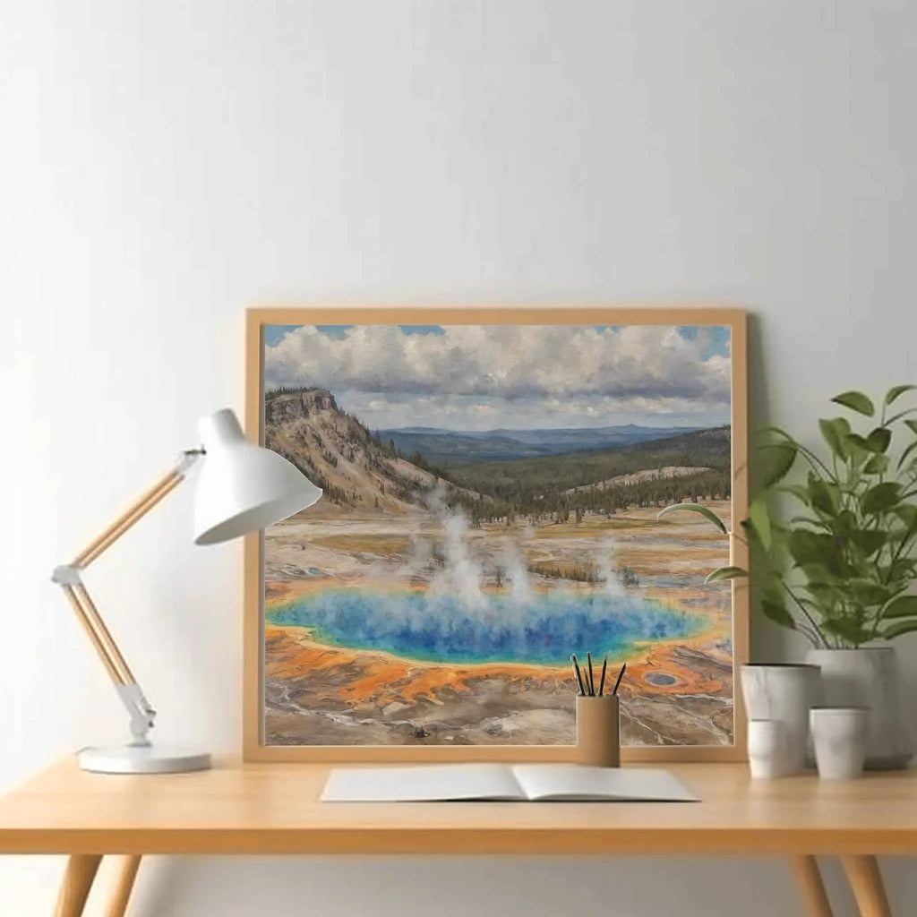Yellowstone Prismatic: Grand Thermal Spring & Radiant Earth Oil Painting