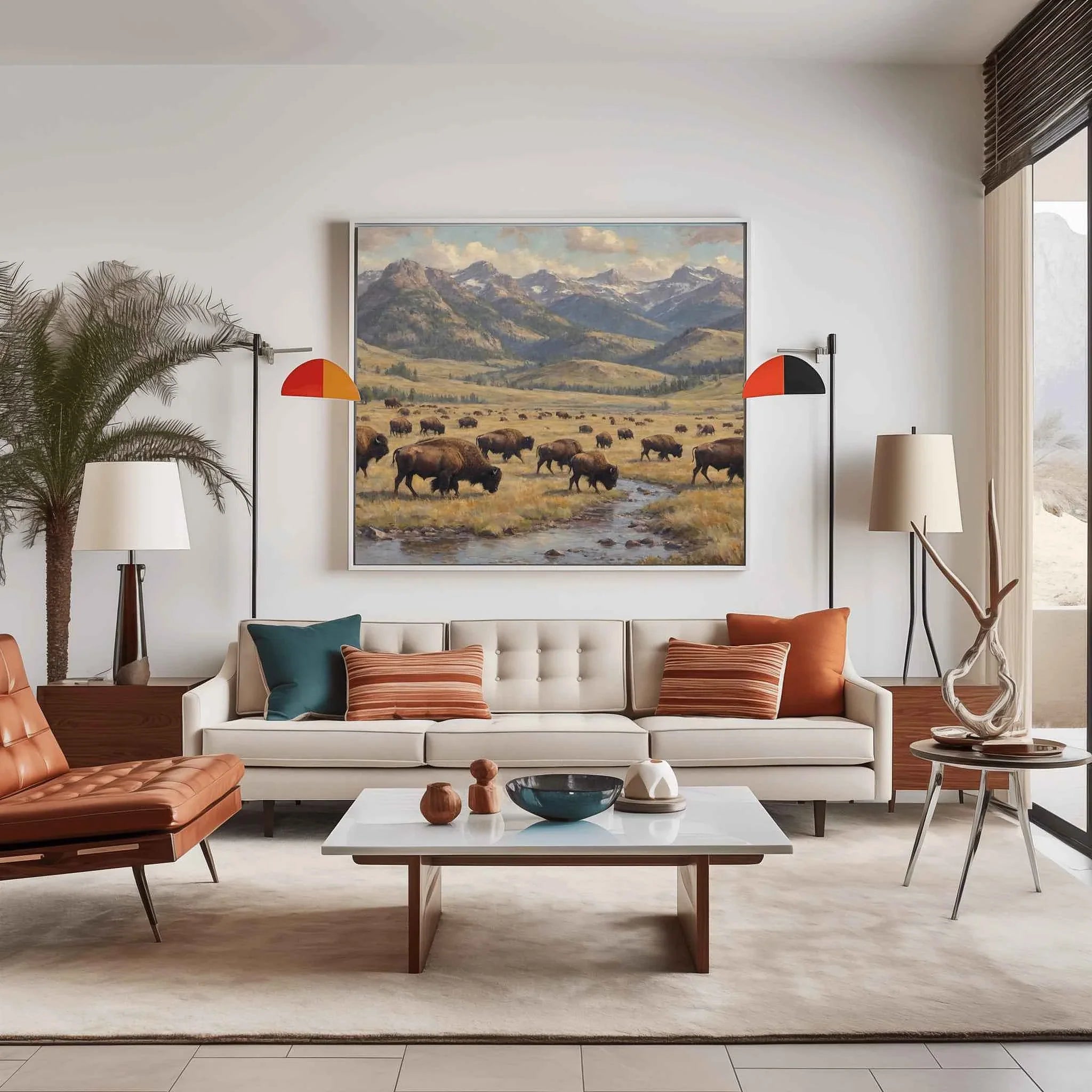 Yellowstone Heritage: Majestic Bison Herd in Lamar Valley Oil Painting