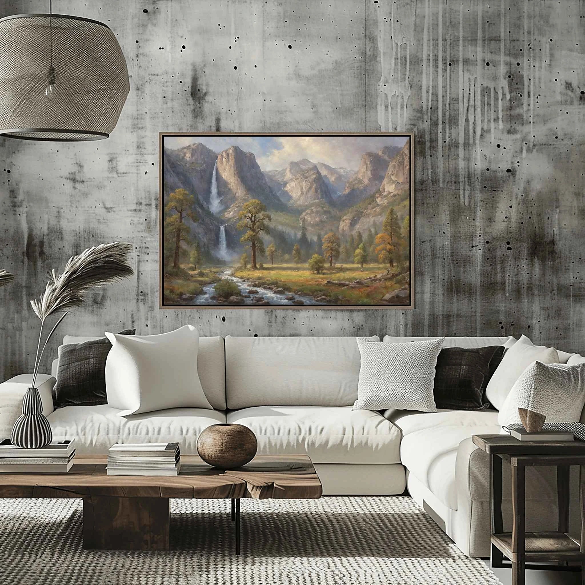 Yosemite's Grace: Bridalveil Fall & Misty Granite Peaks Oil Painting