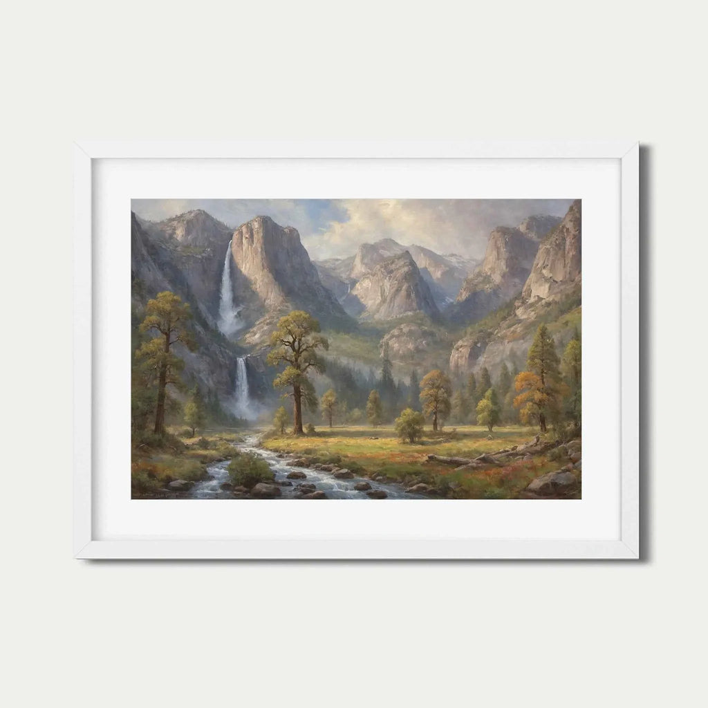 Yosemite's Grace: Bridalveil Fall & Misty Granite Peaks Oil Painting