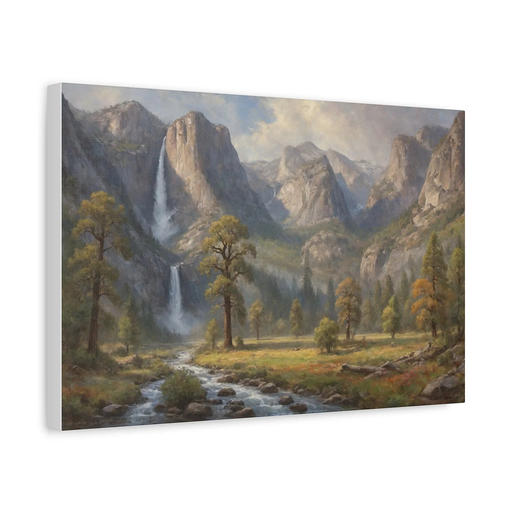 Yosemite's Grace: Bridalveil Fall & Misty Granite Peaks Oil Painting