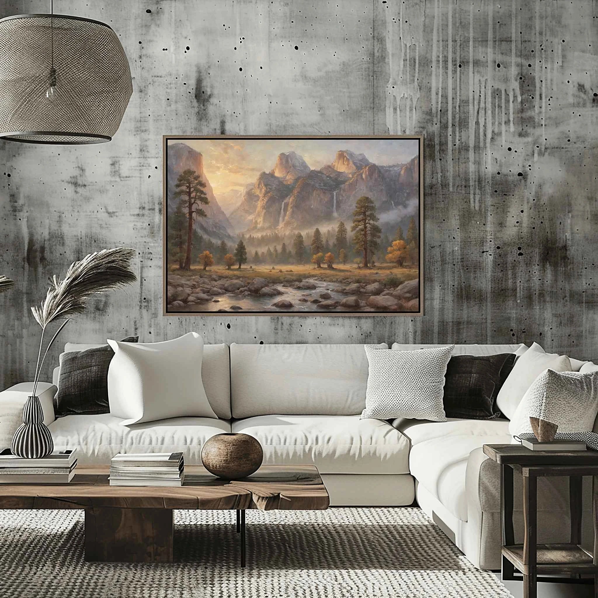 Yosemite Granite Valley: Golden Hour Mist & Cathedral Peaks Oil Painting