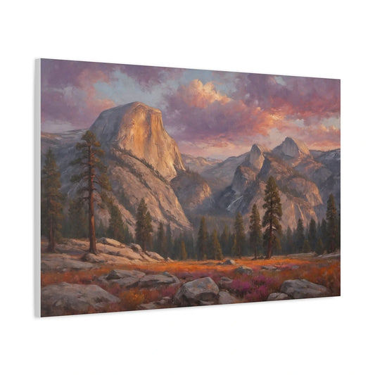 Yosemite Alpenglow: Half Dome Sunset Oil Painting Canvas Art