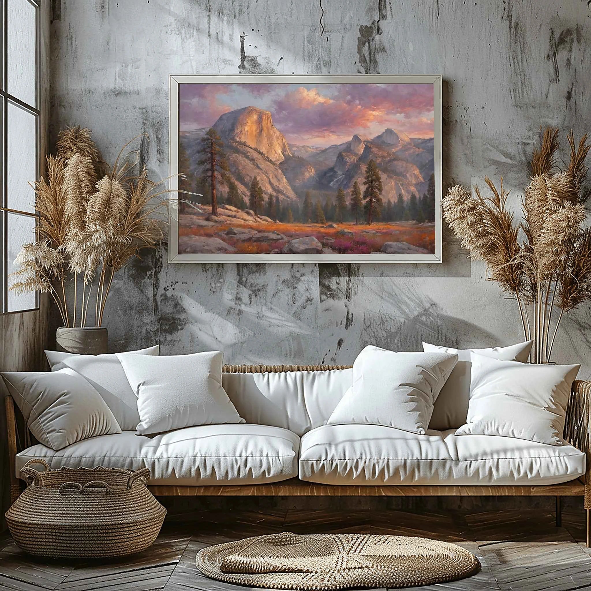 Yosemite Alpenglow: Half Dome Sunset Oil Painting Canvas Art