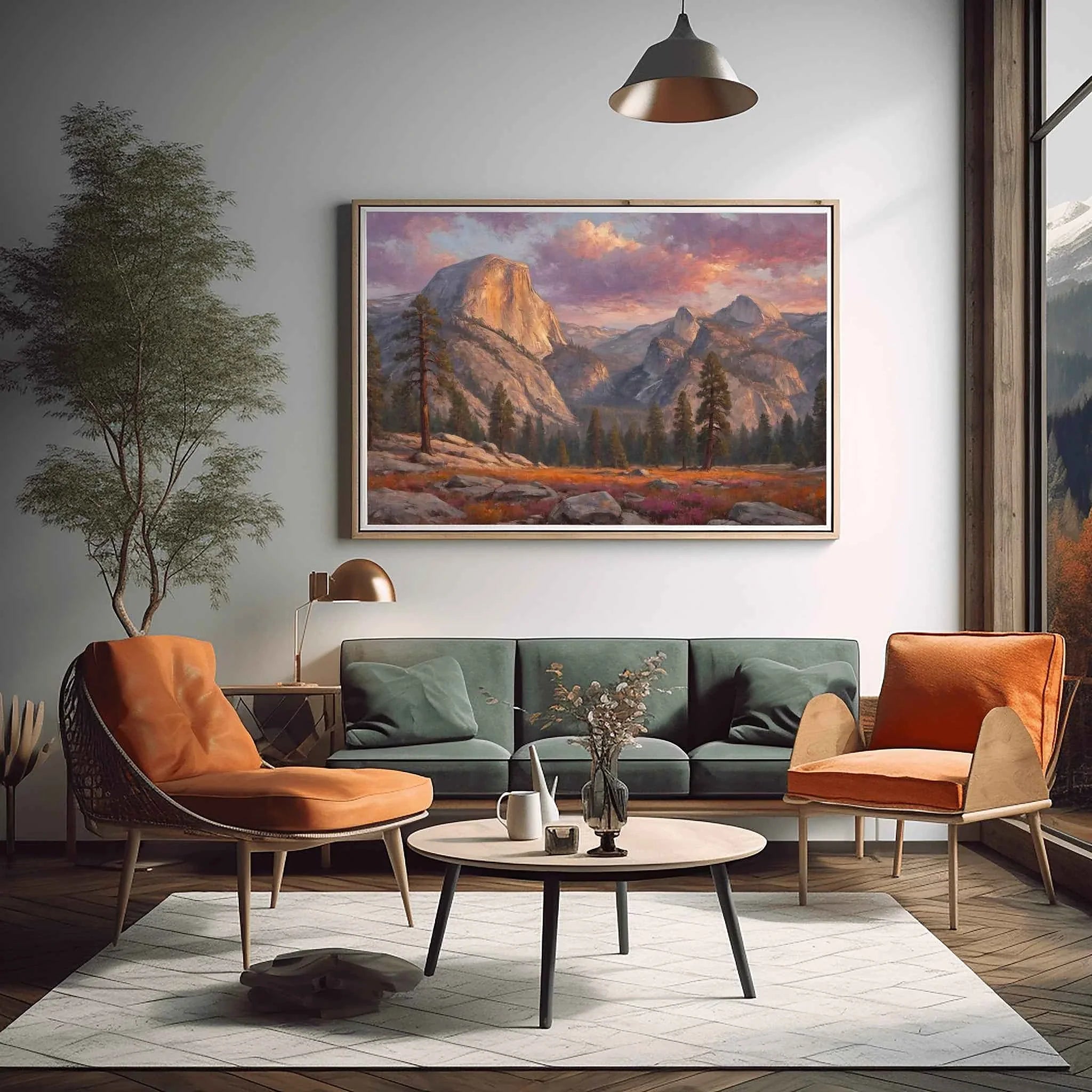 Yosemite Alpenglow: Half Dome Sunset Oil Painting Canvas Art