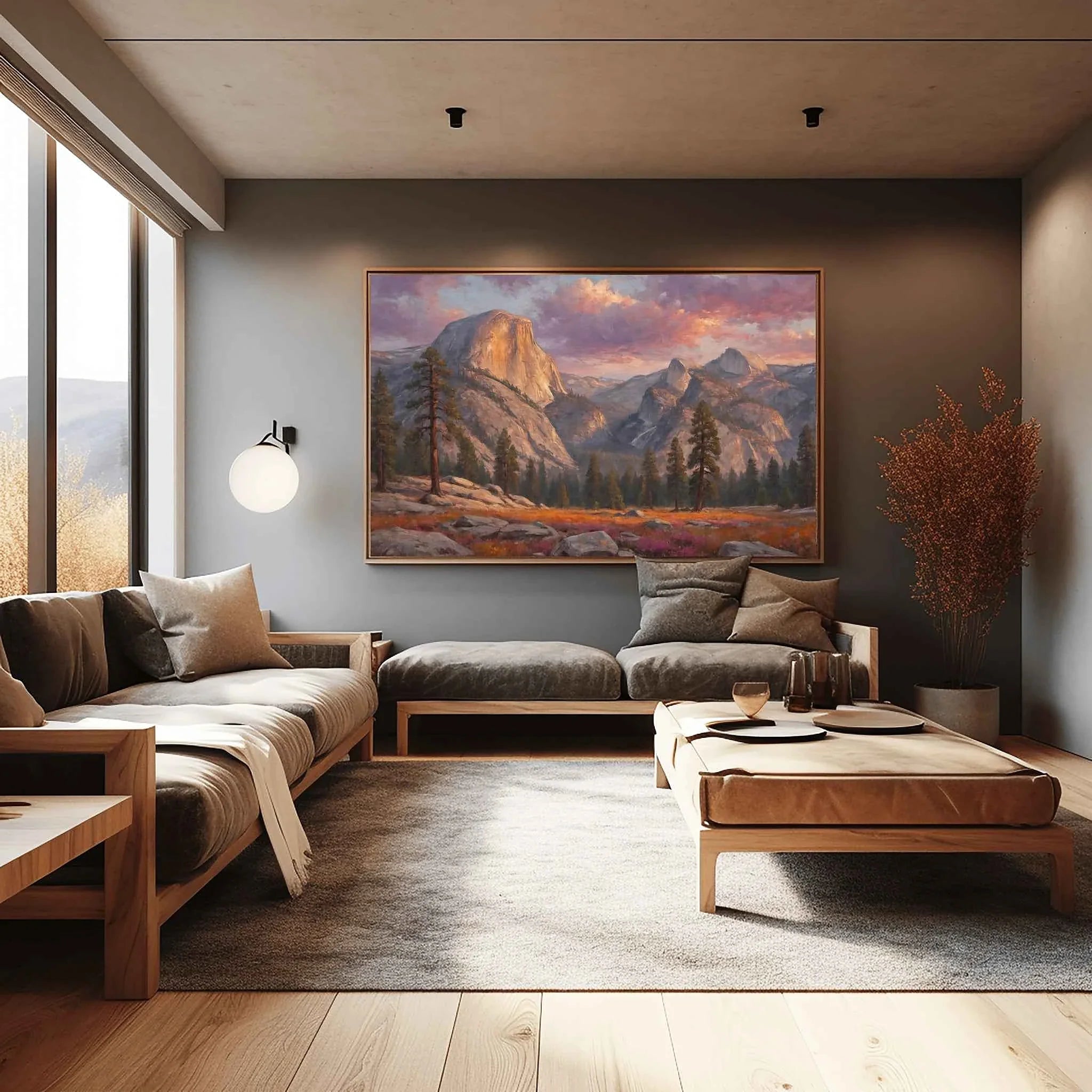 Yosemite Alpenglow: Half Dome Sunset Oil Painting Canvas Art