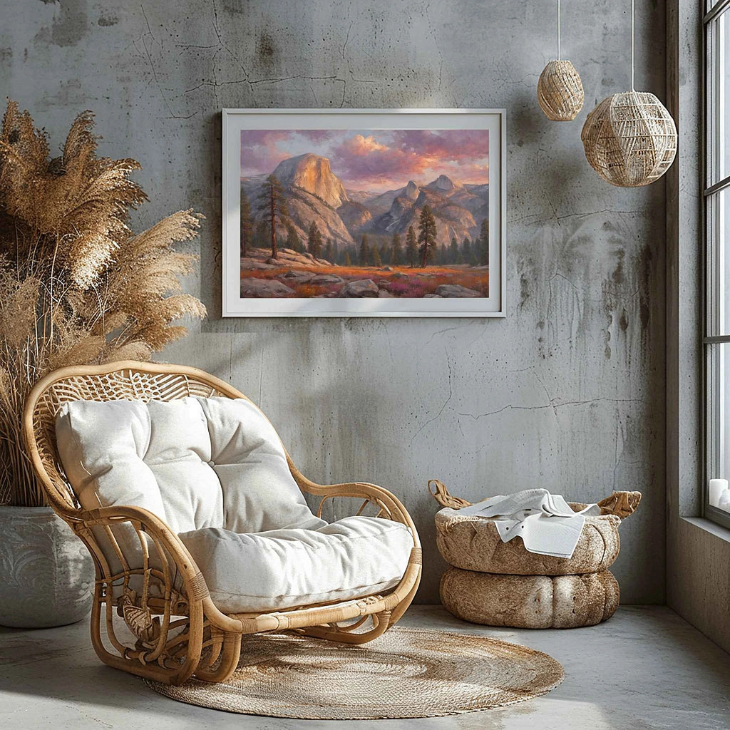 Yosemite Alpenglow: Half Dome Sunset Oil Painting Canvas Art