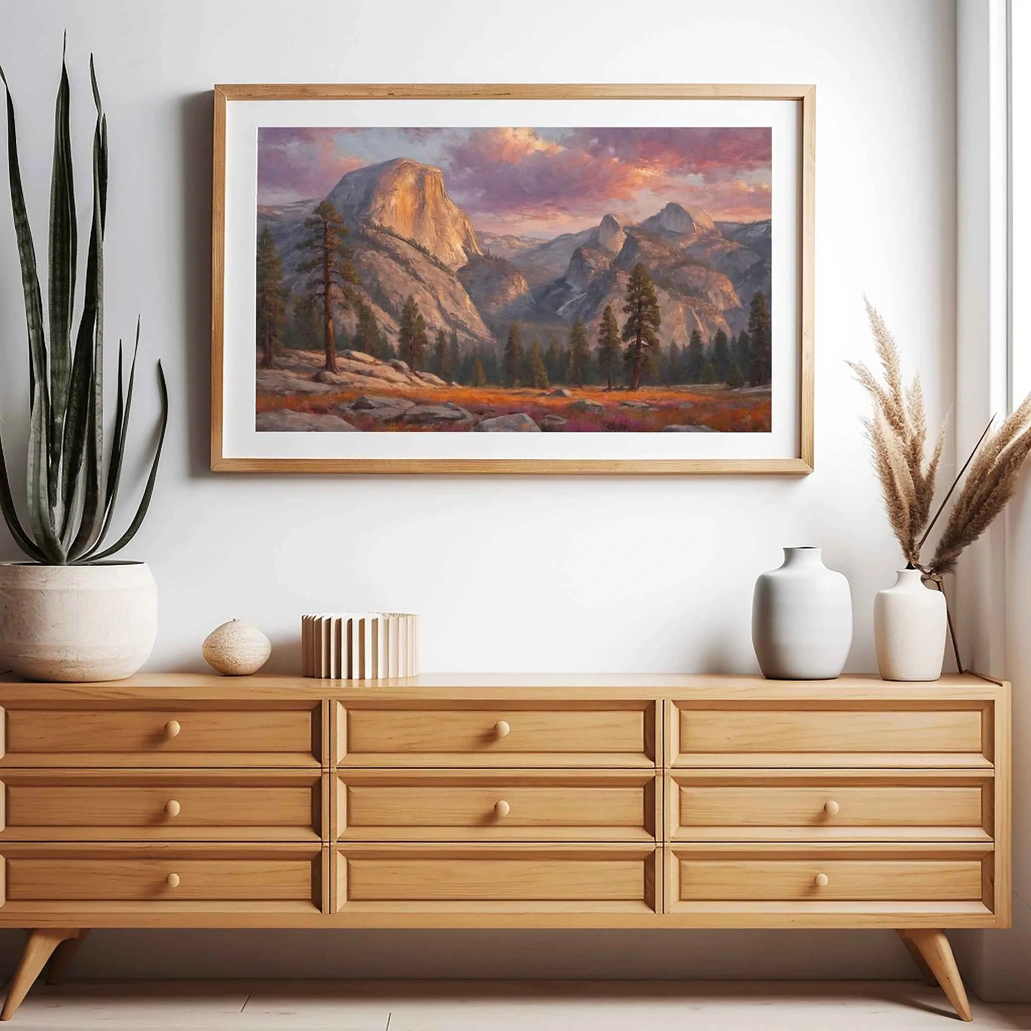 Yosemite Alpenglow: Half Dome Sunset Oil Painting Canvas Art