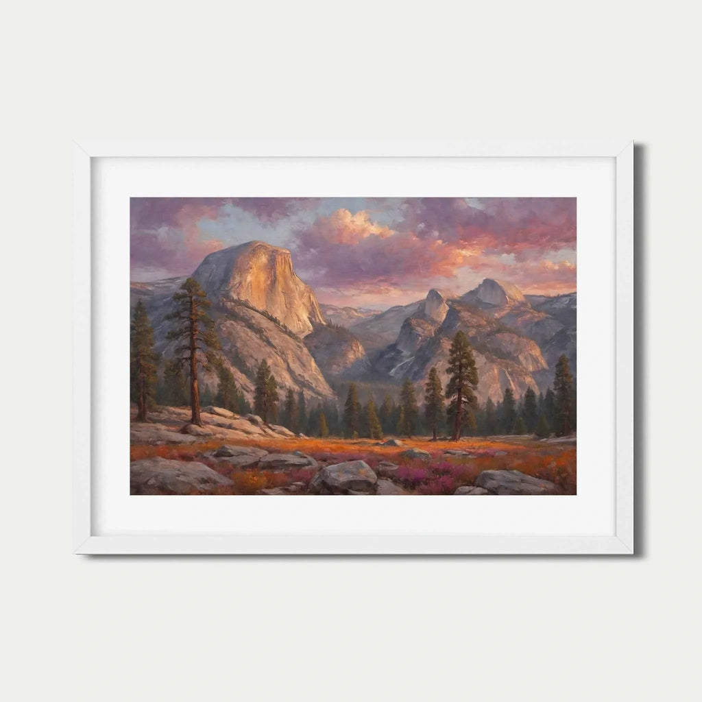 Yosemite Alpenglow: Half Dome Sunset Oil Painting Canvas Art